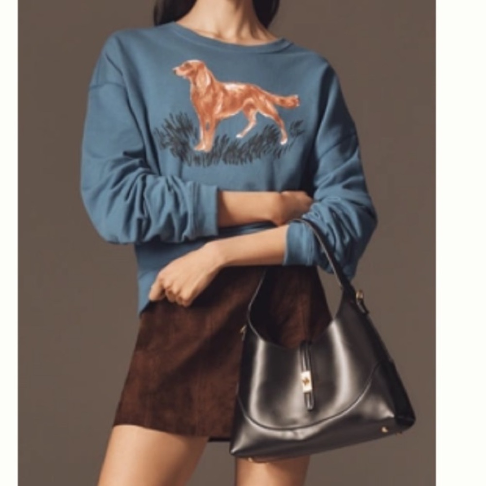 Maeve Blue Sweatshirt with Dog Print